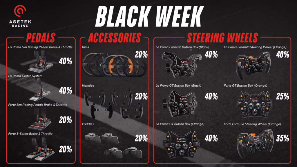 Asetek SimSports Black Friday Deals 2025 - Up to 40% Discounts on Sim Racing Hardware! 8 Asetek Simsports Black Friday deals